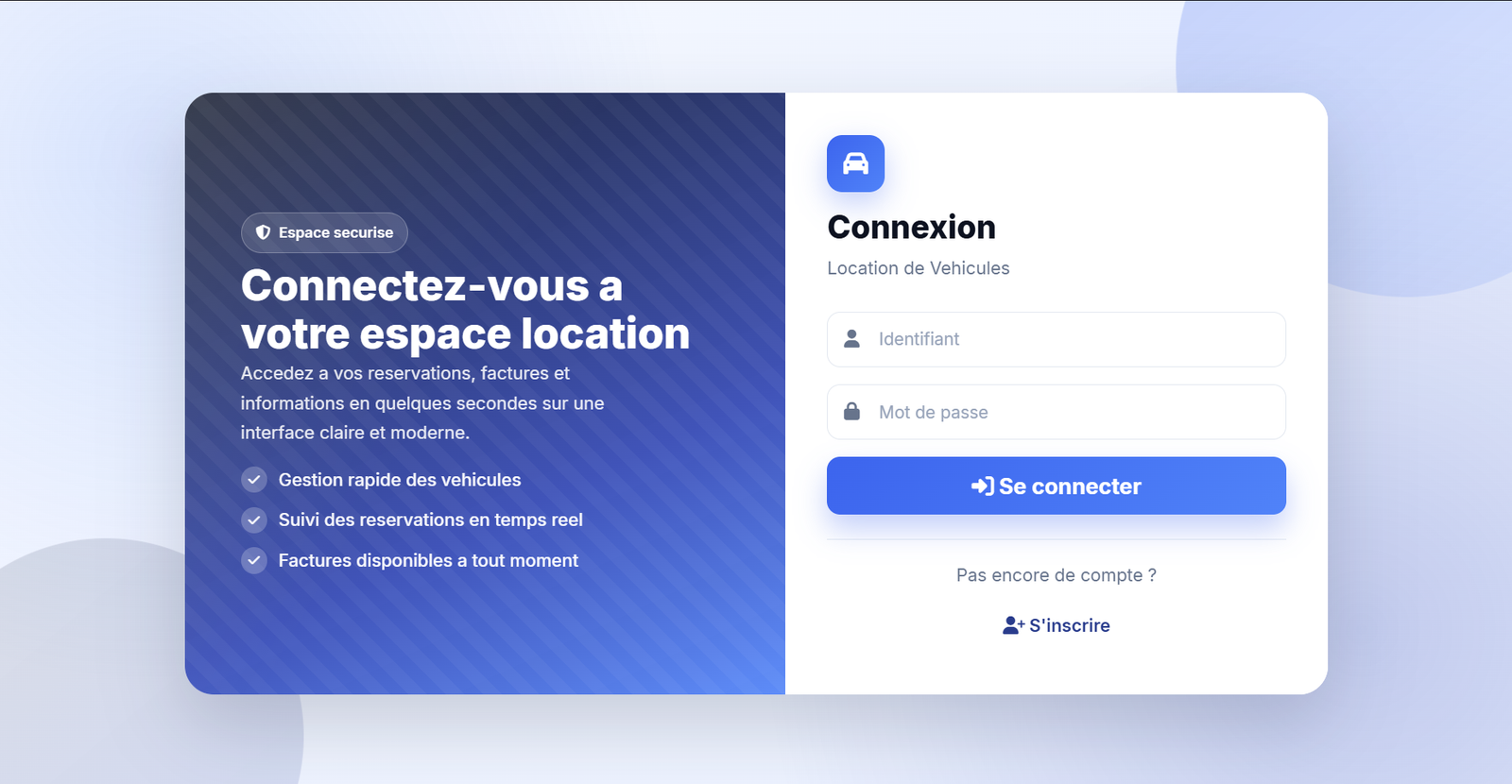 Page de connexion LocaPro
